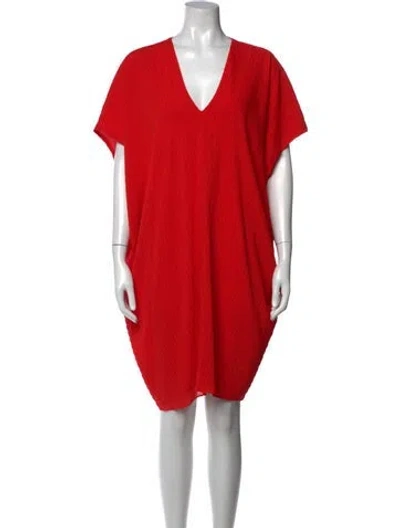 Pre-owned Hatch V-neck Mini Dress In Red
