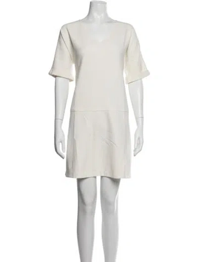 Pre-owned Hatch V-neck Mini Dress In White