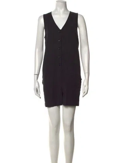 Pre-owned Hatch V-neck Romper In Black