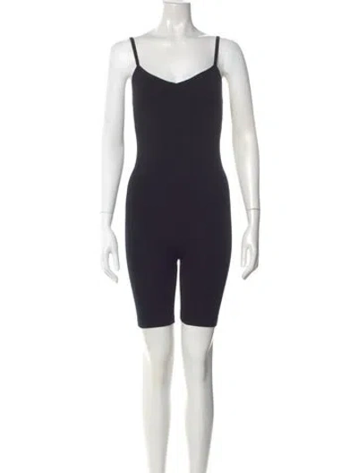 Pre-owned Hatch V-neck Romper In Blue