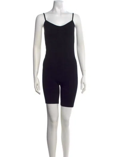 Pre-owned Hatch V-neck Romper In Blue