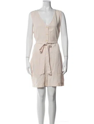 Pre-owned Hatch V-neck Romper In Neutral