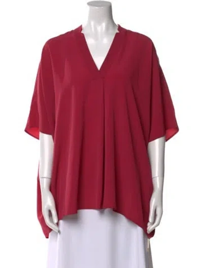 Pre-owned Hatch V-neck Short Sleeve Blouse In Red