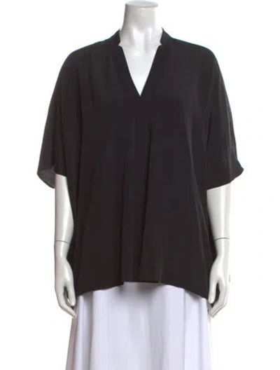 Pre-owned Hatch V-neck Short Sleeve Top In Black