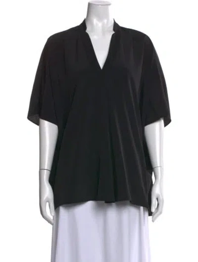Pre-owned Hatch V-neck Short Sleeve Top In Black