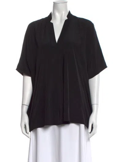 Pre-owned Hatch V-neck Short Sleeve Top In Black