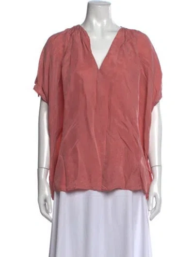 Pre-owned Hatch V-neck Short Sleeve Top In Pink