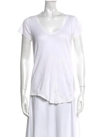Pre-owned Hatch V-neck Short Sleeve T-shirt In White