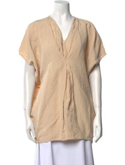 Pre-owned Hatch V-neck Short Sleeve Tunic In Neutral
