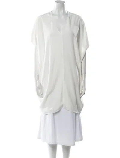 Pre-owned Hatch V-neck Short Sleeve Tunic In Neutral