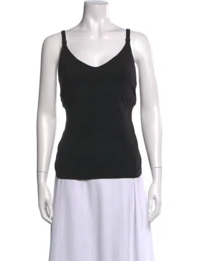 Pre-owned Hatch V-neck Sleeveless Top In Black