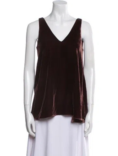 Pre-owned Hatch V-neck Sleeveless Top In Brown
