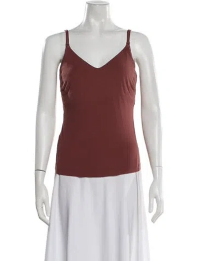 Pre-owned Hatch V-neck Sleeveless Top In Brown