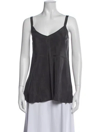 Pre-owned Hatch V-neck Sleeveless Top In Gray
