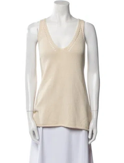 Pre-owned Hatch V-neck Sleeveless Top In Neutral