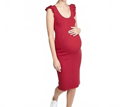 Hatch Women's Maternity Chloe Ribbed Knit Dress In Red