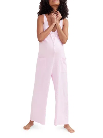 Hatch Women's The Cotton Maternity Nursing Friendly Jumpsuit In Pink