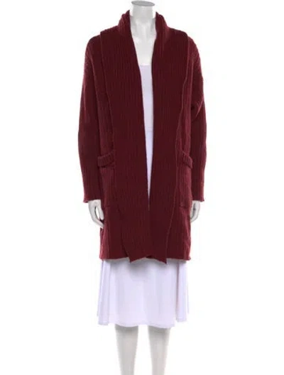 Pre-owned Hatch Wool Open Front Sweater In Red