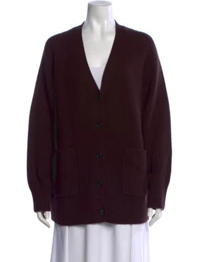 Pre-owned Hatch Wool V-neck Sweater In Burgundy