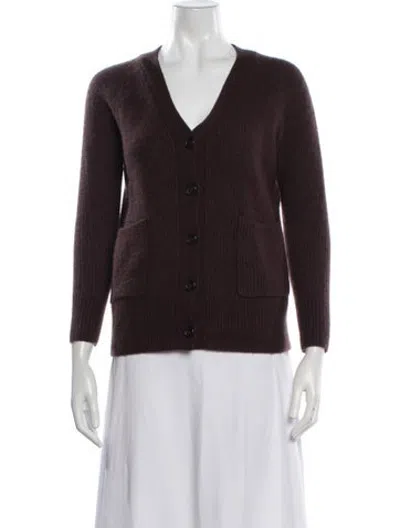 Pre-owned Hatch Wool V-neck Sweater In Burgundy