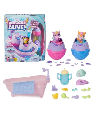 Hatchimals Kids' Alive, Make A Splash Playset With 15 Accessories, Bathtub, 2 Color-change Mini Figures In Self-hatch In Multi-color