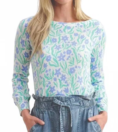 Hatley 3/4 Sleeve Knit Breton Shirt In Painted Flowers In Blue