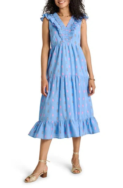 Hatley Aria Ruffle Cotton Blend Tiered Midi Dress In Provence