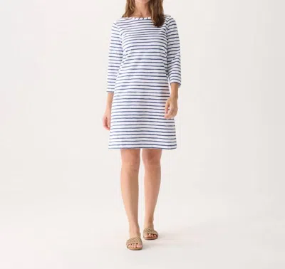 Hatley Bateau 3/4 Sleeve Summer Dress In Watercolor Stripes In White
