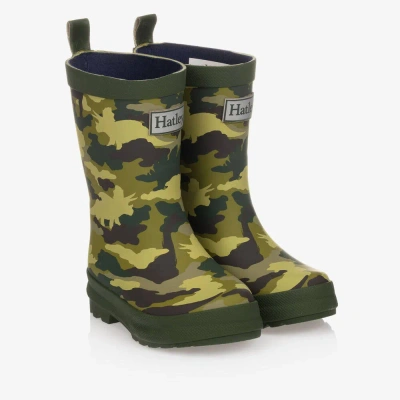 Hatley Babies' Boys Green Camouflage Rain Boots In White
