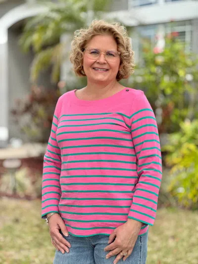 Hatley Button Breton Top In Watermelon Stripes In Multi