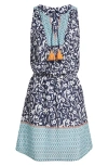 Hatley Chloe Wavy Flowers Mixed Print Dress In Patriot Blue