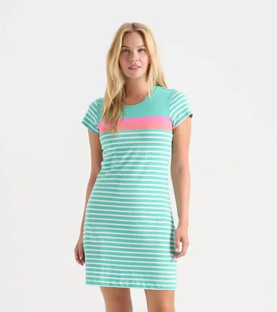 Hatley Crew Neck T-shirt Mini Dress In Bermuda Stripes In Blue