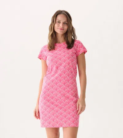 Hatley Crew Neck T-shirt Mini Dress In Coral Fans In Pink