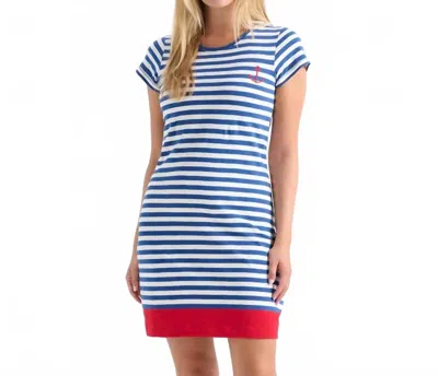 Hatley Crew Neck T-shirt Mini Dress In Nautical Stripes In Blue