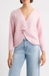 Hatley Crove Twist Front Raglan Sleeve Sweater In Pink