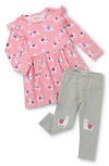 Hatley Dancing Alpaca Print Ruffle Dress & Leggings Set In Pink