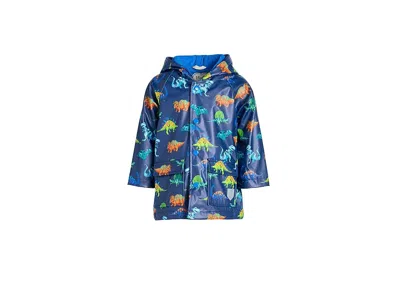 Hatley Dino Party Snap Rain Coat (infant/toddler/little Kid/big Kid) Boy's Coat Limoges : 6 (little Kid), P In Blue