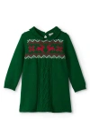 Hatley Eden Cable Knit Fair Isle Sweater Dress In Green
