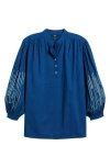 Hatley Embroidery Detail Cotton Top In Blue