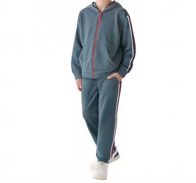 Hatley Kids' Exposed Zip Hoodie In Blue Stone