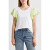Hatley Eyelet Flutter Sleeve Cotton & Linen T-shirt In White