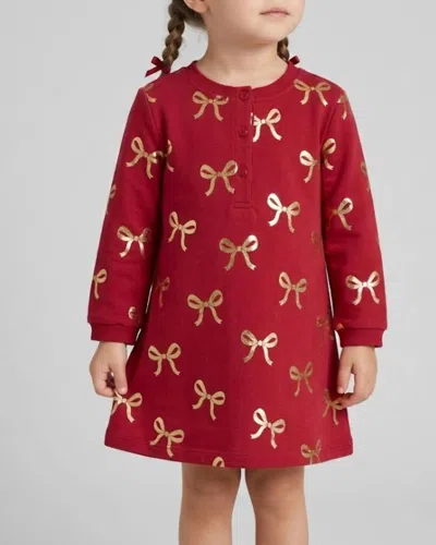 Hatley Kids' Girl's Bow Foil Dress In Chex Red