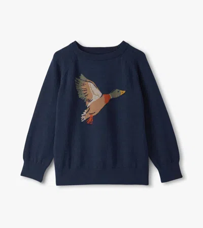 Hatley Kids' Girl's Duck Crew Neck Sweater In Blue
