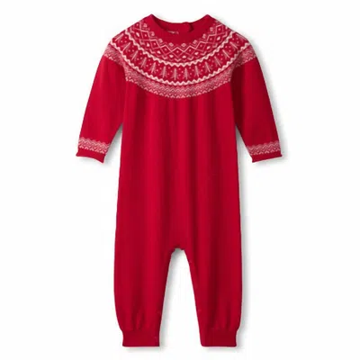 Hatley Kids' Girl's Fair Isle Sweater Romper In Red