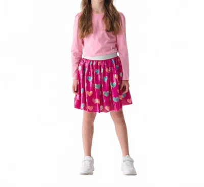 Hatley Kids' Girl's Heart Sequin Skirt In Pink In Multi