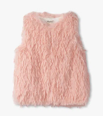 Hatley Girls' Feather Faux Fur Vest In Pale Pink