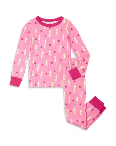Hatley Girls' Lightning Bolts & Stars Stretch Pajamas - Little Kid, Big Kid In Fuchsia Pink