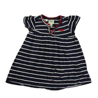 Pre-owned Hatley Kids' Girls Navy White T-shirt In Black