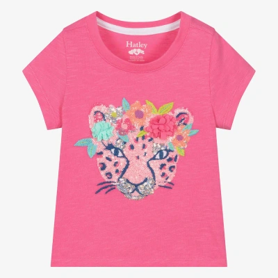 Hatley Kids' Girls Pink Sequin Cheetah Cotton T-shirt