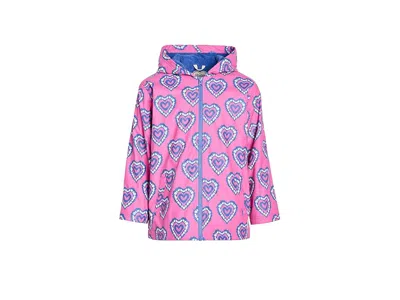 Hatley Heart Burst Colour Change Zip-up Rain Jacket (toddler/little Kid/big Kid) Girl's Clothing Strawberry In Multi